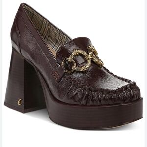 NWT Circus by Sam Edelman Susie Patent Loafer Platform Heels, Burgundy, 7